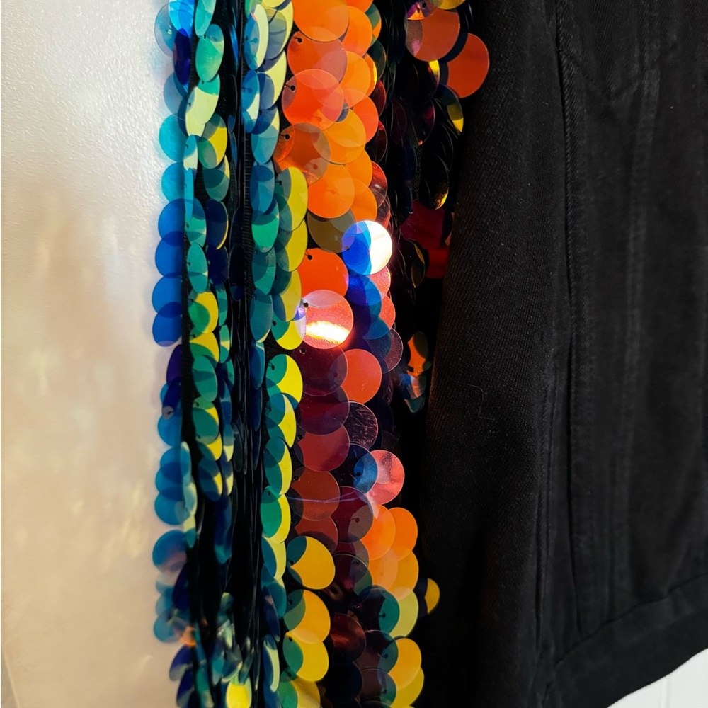 Cello Black Jacket With Multicolor Sequin Sleeves - image 3